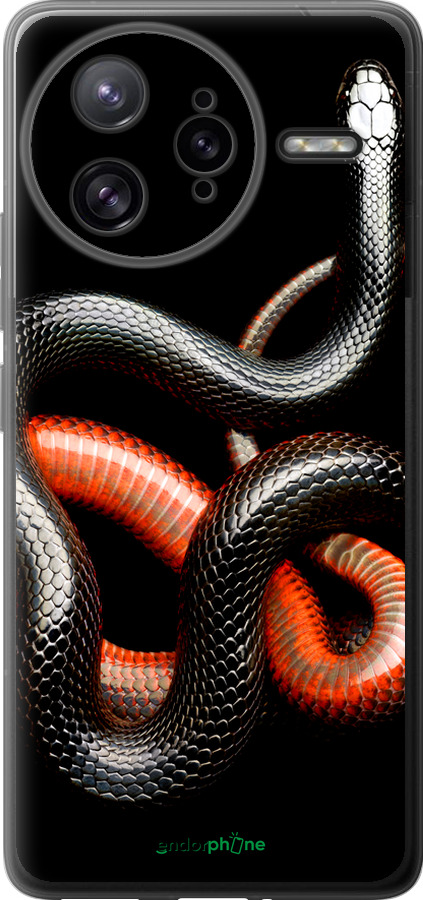 Силиконовый чехол Красно-черная змея на черном фоне для Xiaomi Redmi K80 Pro - 4063u-4145 изображение 