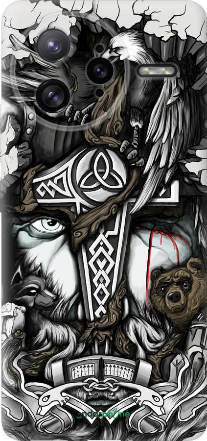 Силиконовый чехол Тату Викинг для Xiaomi Poco F7 Ultra - 4098u-4086 изображение 