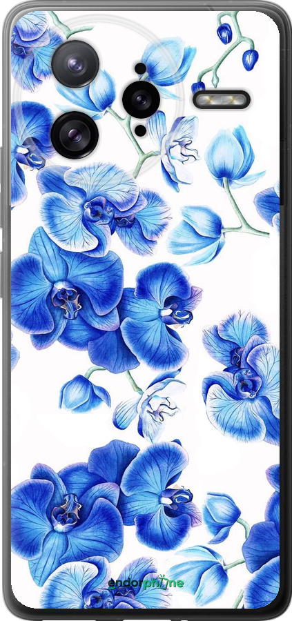 Силиконовый чехол Голубые орхидеи для Xiaomi Redmi K80 Pro - 4406u-4145 изображение 
