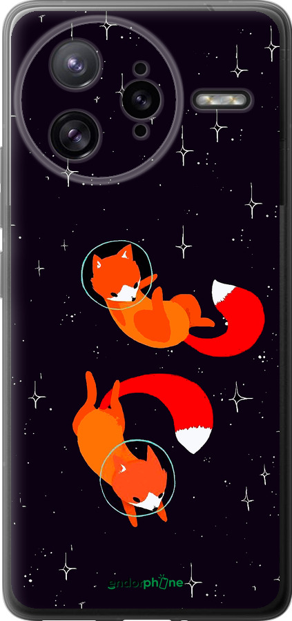 Силиконовый чехол Лисички в космосе для Xiaomi Poco F7 Ultra - 4519u-4086 изображение 