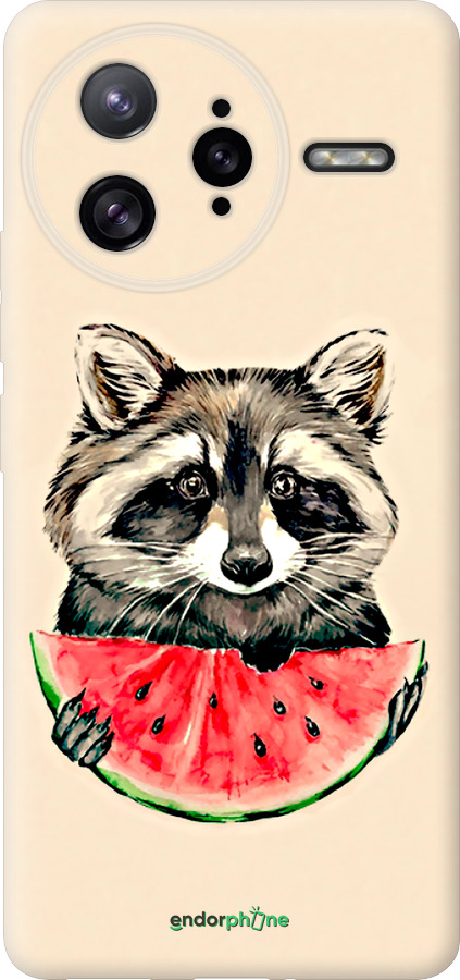 Силиконовый чехол Енотик с арбузом для Xiaomi Redmi K80 Pro - 4605u-4145 изображение 