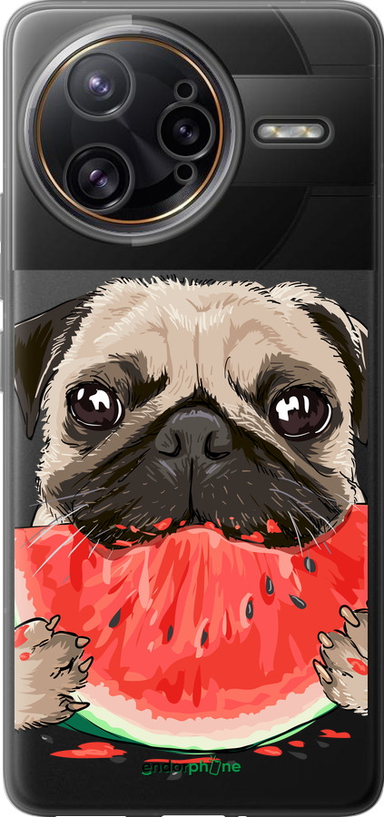 Силиконовый чехол Мопс и арбуз для Xiaomi Poco F7 Ultra - 4665u-4086 изображение 