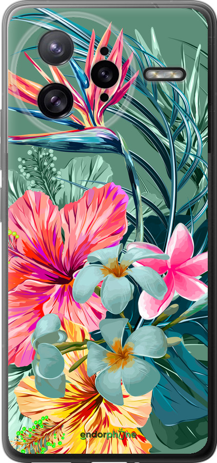 Силиконовый чехол Тропические цветы v1 для Xiaomi Redmi K80 Pro - 4667u-4145 изображение 