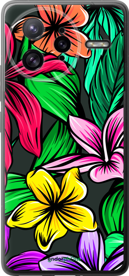 Силиконовый чехол Тропические цветы 1 для Xiaomi Redmi K80 Pro - 4753u-4145 изображение 