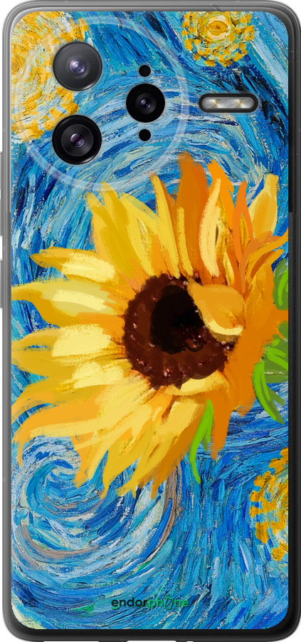 Силіконовий чехол Квіти жовто-блакитні  для Xiaomi Redmi K80 Pro - 5308u-4145 изображение 