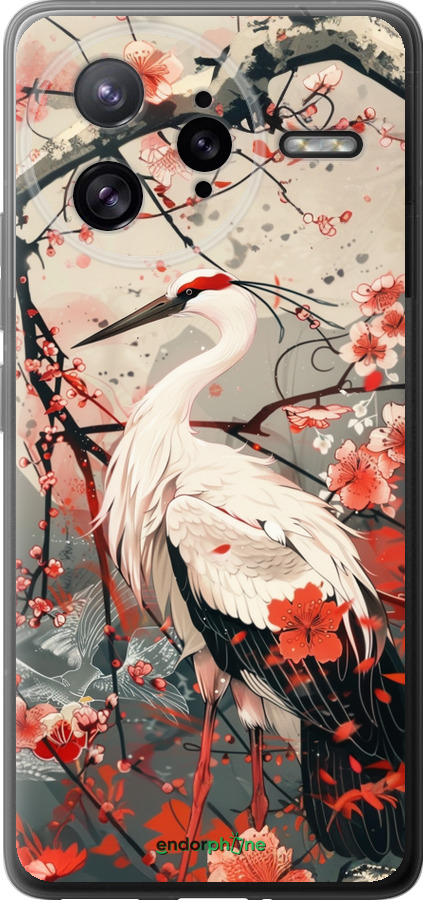 Силіконовий чехол Лелека у цвіту сакури для Xiaomi Redmi K80 Pro - 6109u-4145 изображение 