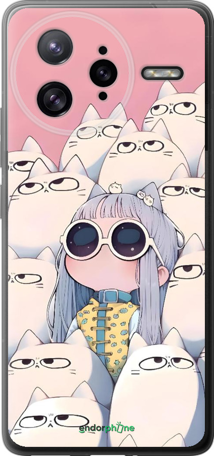Силиконовый чехол Малышка с котами для Xiaomi Poco F7 Ultra - 6295u-4086 изображение 