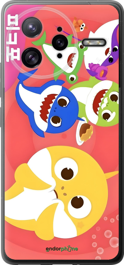 Силиконовый чехол Бейби Шаркс для Xiaomi Redmi K80 Pro - 6305u-4145 изображение 