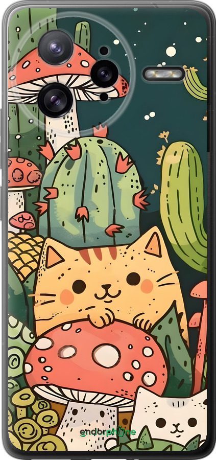 Силиконовый чехол Коты грибы для Xiaomi Redmi K80 Pro - 6321u-4145 изображение 