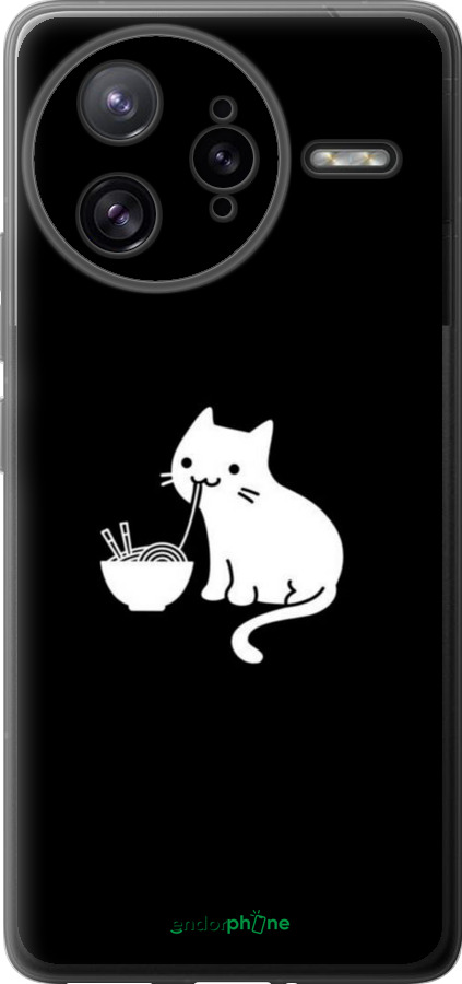 Силиконовый чехол С милым котом на черном фоне для Xiaomi Poco F7 Ultra - 6528u-4086 изображение 