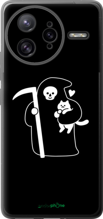 Силиконовый чехол Минималистичный арт: смерть и кошка для Xiaomi Redmi K80 Pro - 6529u-4145 изображение 