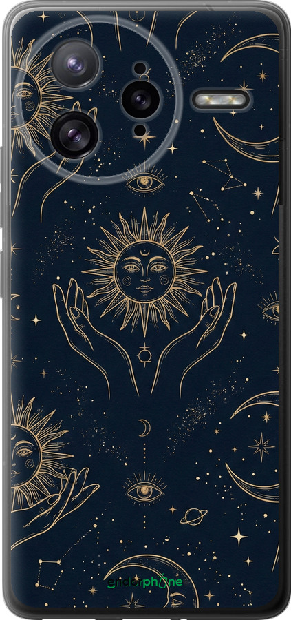 Силіконовий чехол Celestial Harmony: Sun & Moon Gold Mystic Pattern для Xiaomi Redmi K80 Pro - 6778u-4145 изображение 