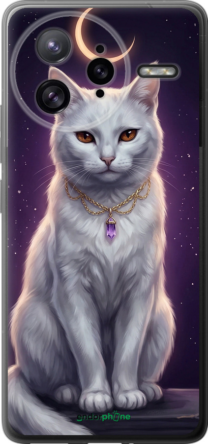 Силиконовый чехол Mystic White Cat Gothic Dark Purple Gold для Xiaomi Redmi K80 Pro - 6805u-4145 изображение 
