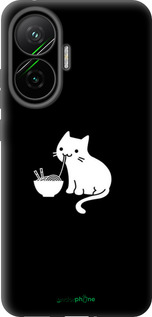 Силиконовый чехол С милым котом на черном фоне для Xiaomi POCO F7 - 6528u-4228 изображение 