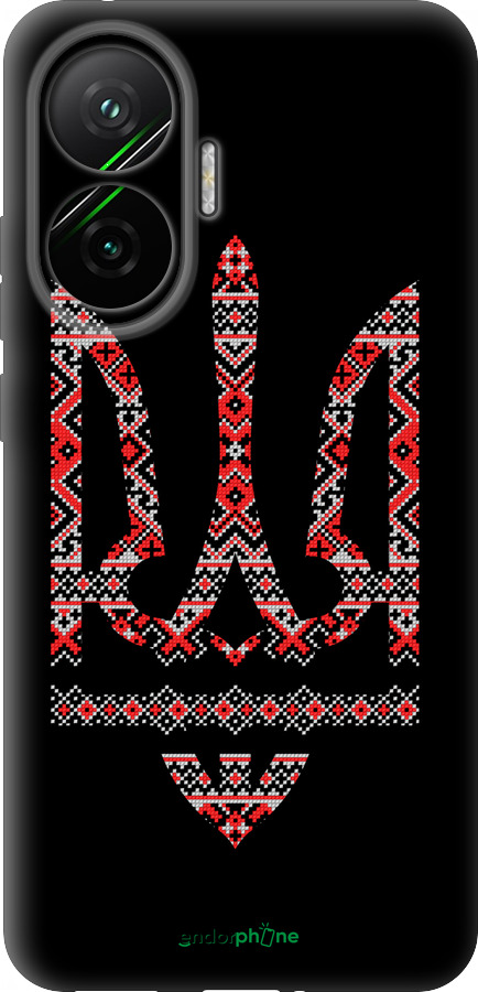 Силиконовый чехол Герб - вышиванка на черном фоне для Xiaomi POCO F7 - 1196u-4228 изображение 