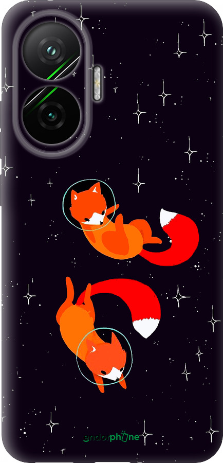 Силиконовый чехол Лисички в космосе для Xiaomi POCO F7 - 4519u-4228 изображение 