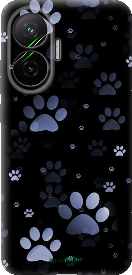 Силиконовый чехол С синими отпечатками лап для Xiaomi POCO F7 - 6441u-4228 изображение 