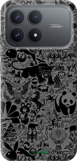 Силиконовый чехол Чёрно-серый стикер бомбинг для Xiaomi POCO F8 Pro - 2432u-4231 изображение 