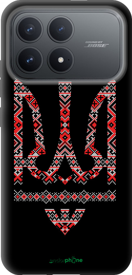 Силиконовый чехол Герб - вышиванка на черном фоне для Xiaomi Redmi K90 5G - 1196u-4237 изображение 