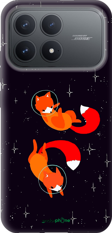 Силіконовий чехол Лисички в космосі для Xiaomi Redmi K90 5G - 4519u-4237 изображение 