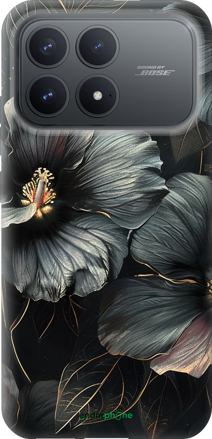 Силіконовий чехол Чорні квіти для Xiaomi POCO F8 Pro - 6031u-4231 изображение 