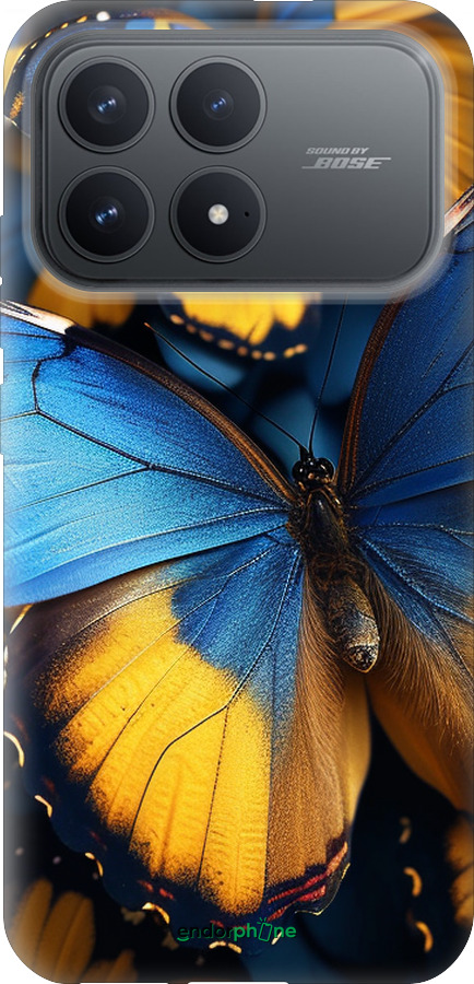 Силиконовый чехол Желто-голубые бабочки для Xiaomi POCO F8 Pro - 6046u-4231 изображение 