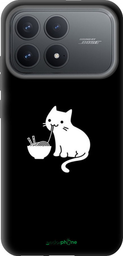 Силиконовый чехол С милым котом на черном фоне для Xiaomi Redmi K90 5G - 6528u-4237 изображение 