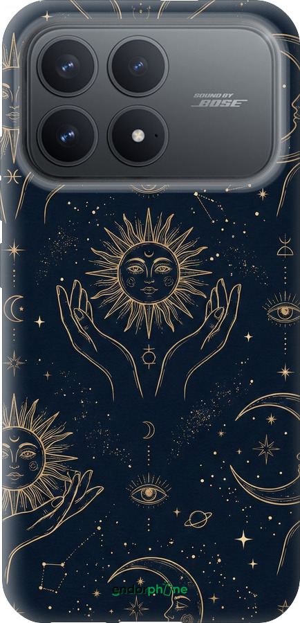 Силіконовий чехол Celestial Harmony: Sun & Moon Gold Mystic Pattern для Xiaomi Redmi K90 5G - 6778u-4237 изображение 