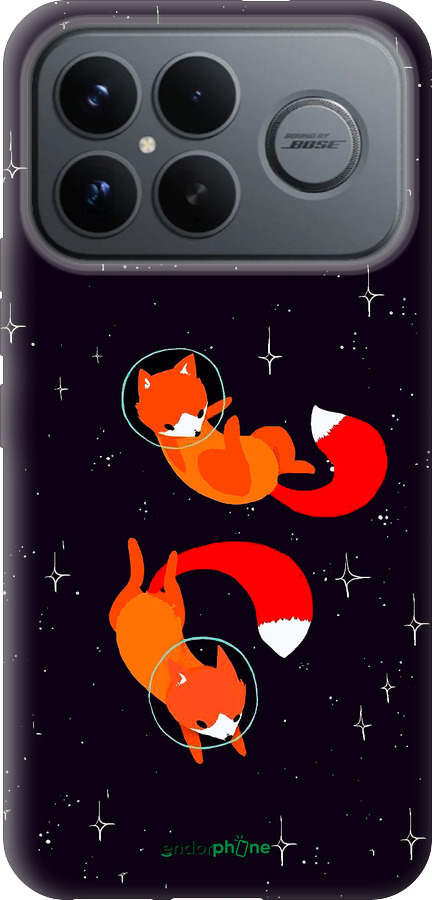 Силиконовый чехол Лисички в космосе для Xiaomi Redmi K90 Pro Max 5G - 4519u-4236 изображение 
