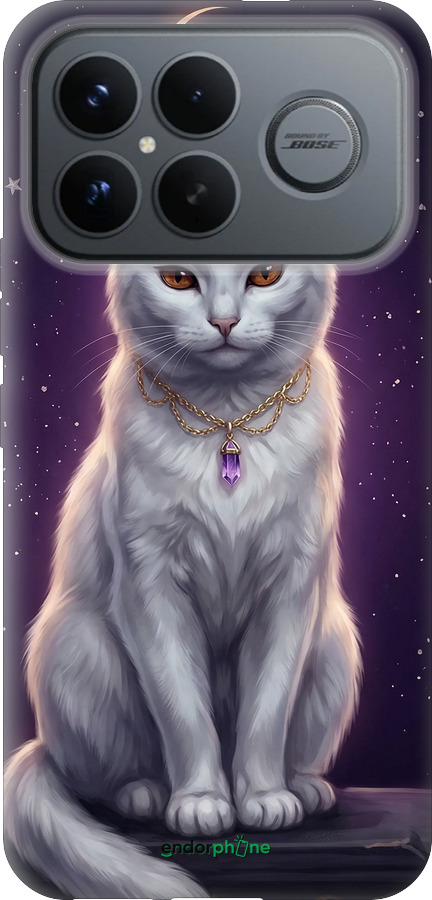 Силиконовый чехол Mystic White Cat Gothic Dark Purple Gold для Xiaomi Poco F8 Ultra - 6805u-4232 изображение 