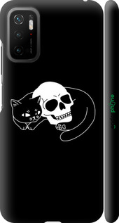 3D пластиковый матовый чехол С изображением кота и черепа для Xiaomi Poco M3 Pro - 6491m-2369 изображение 