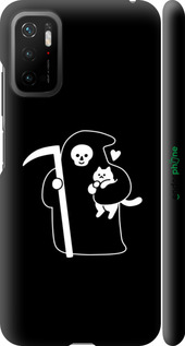 3D пластиковый матовый чехол Минималистичный арт: смерть и кошка для Xiaomi Redmi Note 10T - 6529m-2484 изображение 
