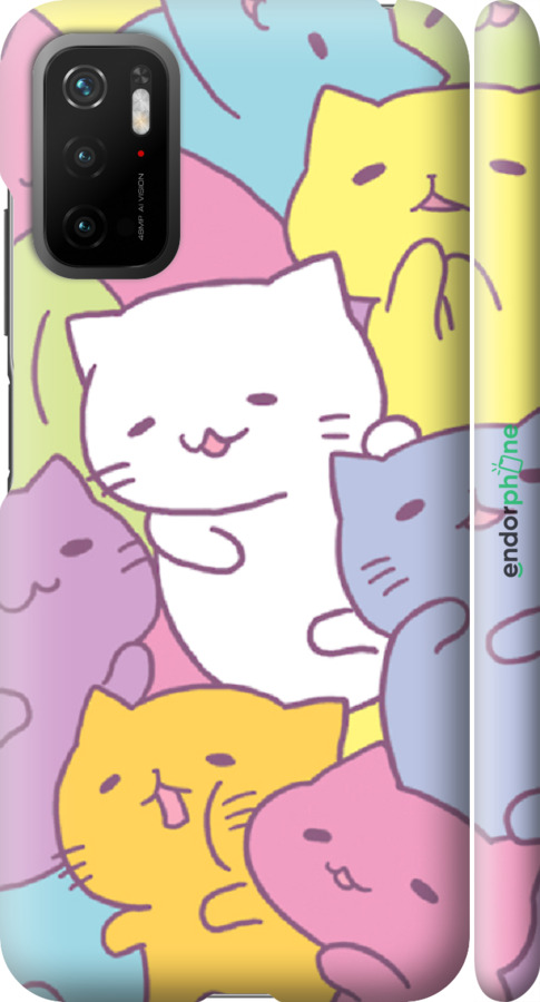 

3D пластиковий матовий чохол "Кошенята " для Xiaomi Poco M3 Pro, Білий