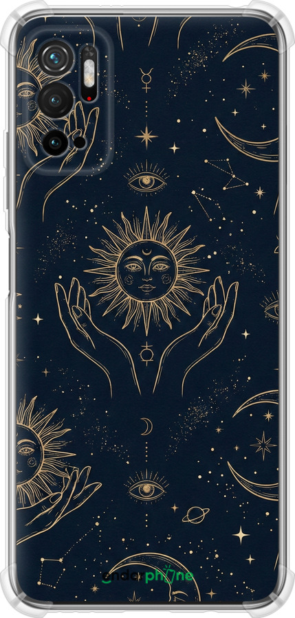 Силіконовий протиударний с посиленими кутами чехол Celestial Harmony: Sun & Moon Gold Mystic Pattern для Xiaomi Redmi Note 10 5G - 6778sp-2556 изображение 