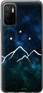 Силиконовый чехол Горы и звезды нарисованы на фоне галактики для Xiaomi Redmi Note 10 5G - 6490u-2556 изображение 