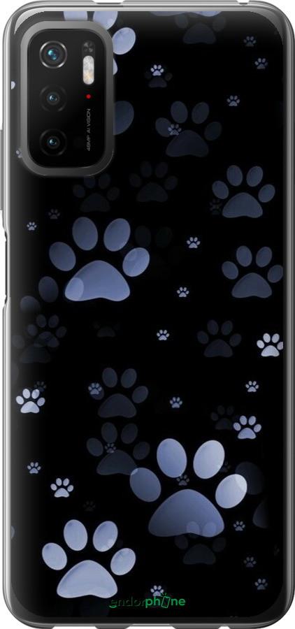 2D пластиковий чехол З синіми відбитками лап для Xiaomi Redmi Note 10 5G - 6441t-2556 изображение 