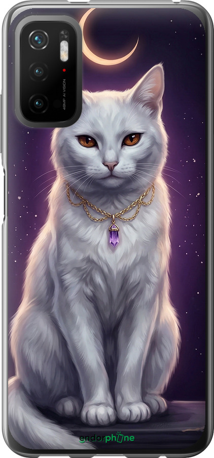 Силиконовый чехол Mystic White Cat Gothic Dark Purple Gold для Xiaomi Poco M3 Pro - 6805u-2369 изображение 