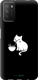 TPU чехол С милым котом на черном фоне для Xiaomi Poco M3 - 6528b-2200 изображение 