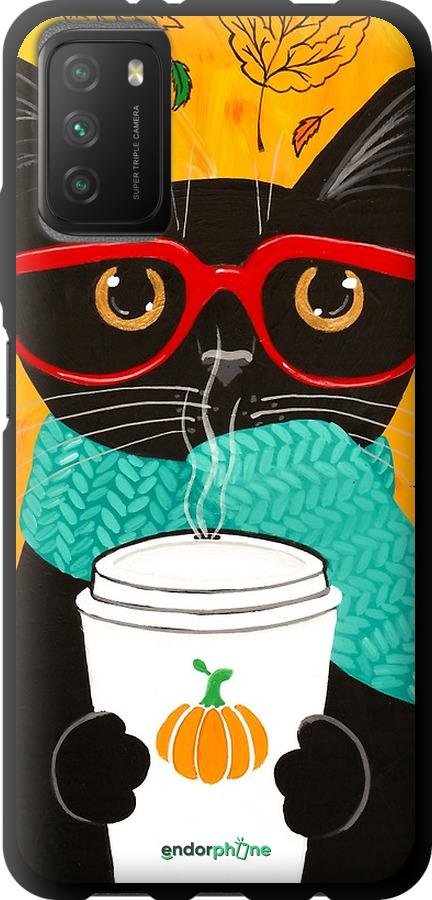 TPU чехол Осенний кот для Xiaomi Poco M3 - 4026b-2200 изображение 