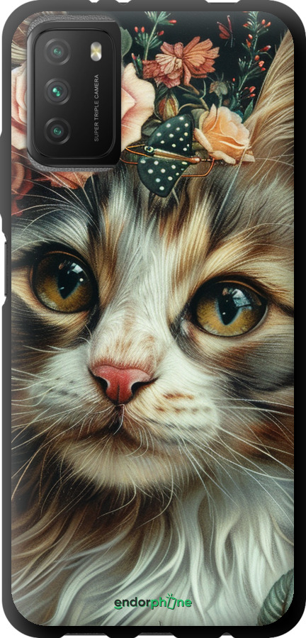 

TPU чохол "Cats and flowers" для Xiaomi Poco M3, Рожевий