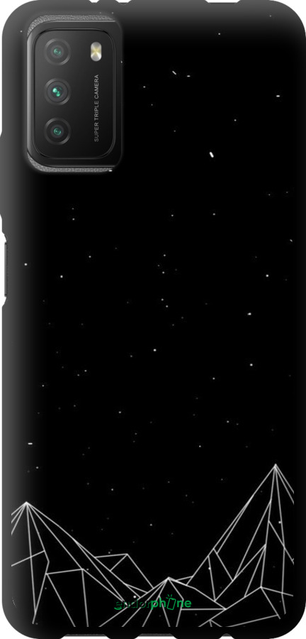 TPU чехол Черно белые абстрактные горы для Xiaomi Poco M3 - 6437b-2200 изображение 