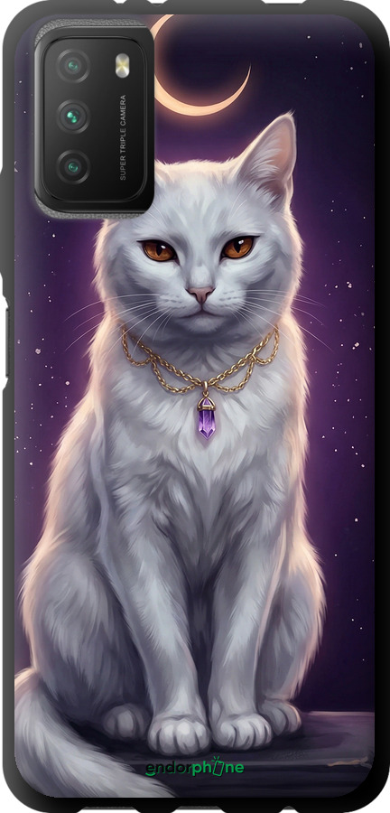 TPU чехол Mystic White Cat Gothic Dark Purple Gold для Xiaomi Poco M3 - 6805b-2200 изображение 