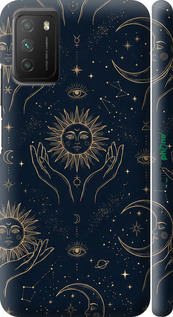 3D пластиковый матовый чехол Celestial Harmony: Sun & Moon Gold Mystic Pattern для Xiaomi Poco M3 - 6778m-2200 изображение 