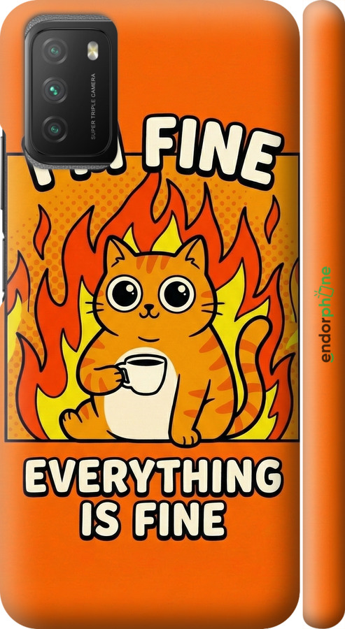 3D пластиковый матовый чехол Funny Cat для Xiaomi Poco M3 - 6786m-2200 изображение 