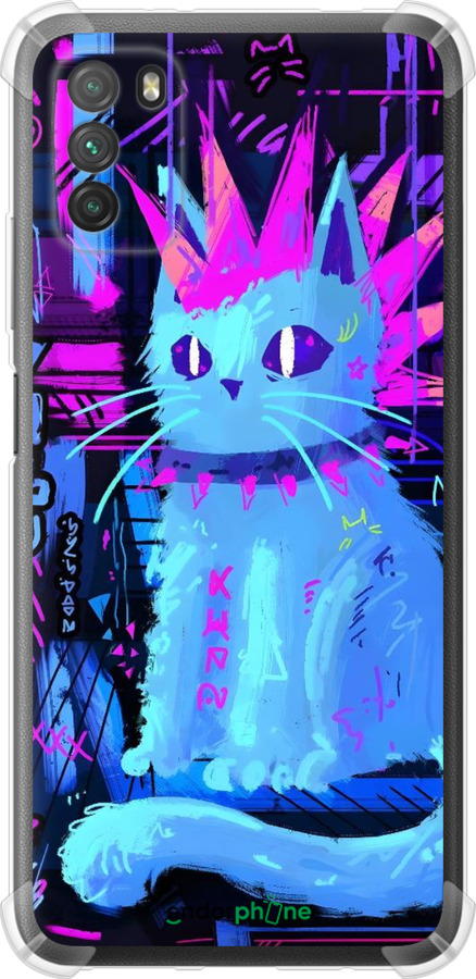 Силикон с усиленными углами чехол Кот панк для Xiaomi Poco M3 - 6311sp-2200 изображение 