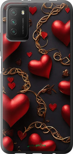 Силиконовый чехол Сердечки для Xiaomi Poco M3 - 5831u-2200 изображение 