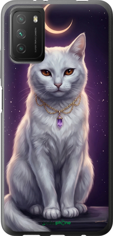 Силиконовый чехол Mystic White Cat Gothic Dark Purple Gold для Xiaomi Poco M3 - 6805u-2200 изображение 