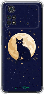 Силикон с усиленными углами чехол Cute Cat Celestial/Witchy для Xiaomi Poco M4 Pro - 6787sp-2592 изображение 