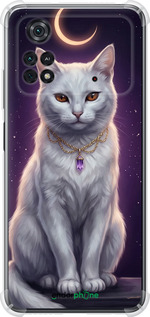 Силикон с усиленными углами чехол Mystic White Cat Gothic Dark Purple Gold для Xiaomi Poco M4 Pro - 6805sp-2592 изображение 