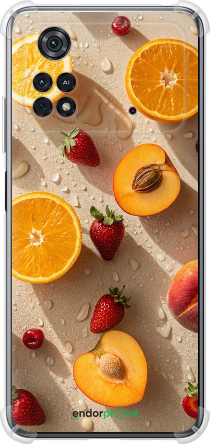 Силіконовий протиударний с посиленими кутами чехол Фрукти 3 для Xiaomi Poco M4 Pro - 6703sp-2592 изображение 
